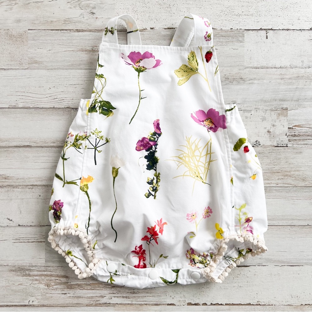 Green and White Floral Jumpsuit with Ruffled Legs